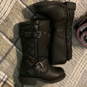 Thereabouts  girls flat heel black riding boots. Size 6M